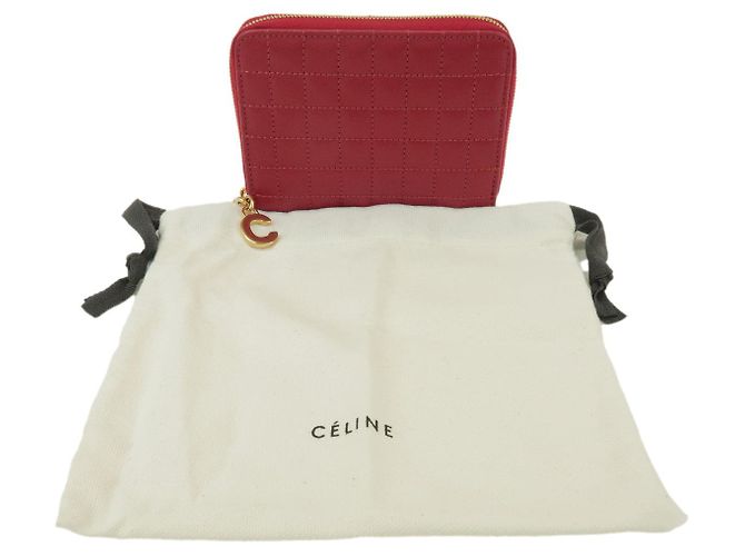 Céline Cartera Compacta Zippy de Piel CELINE con Monedero C-charm Roja - vista 12