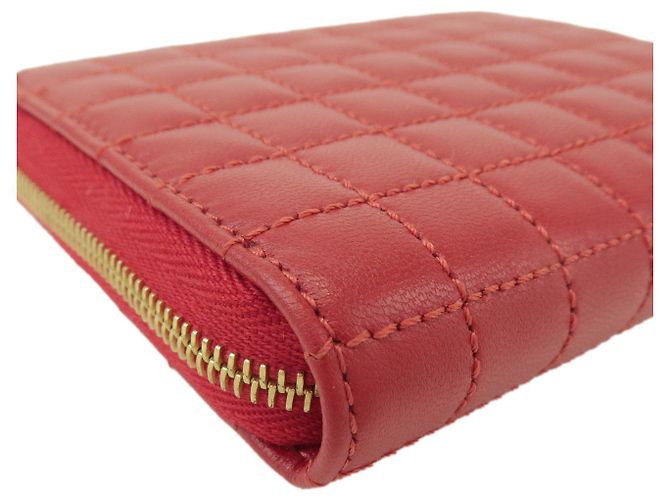 Céline Cartera Compacta Zippy de Piel CELINE con Monedero C-charm Roja - vista 4
