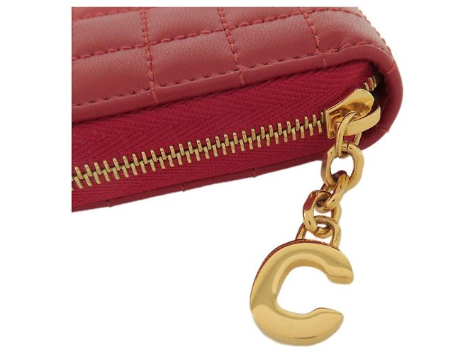 Céline Cartera Compacta Zippy de Piel CELINE con Monedero C-charm Roja - vista 6