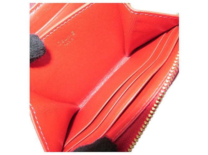 Céline Cartera Compacta Zippy de Piel CELINE con Monedero C-charm Roja - vista 8