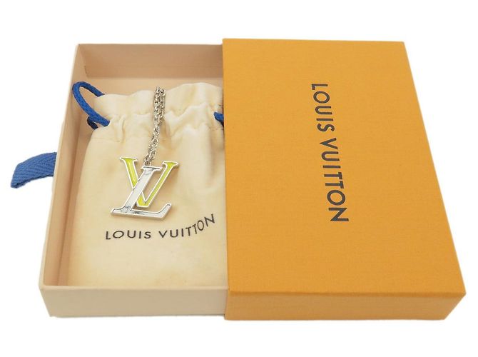 Collana Louis Vuitton in metallo laccato Bianco Giallo M00526 - vista 10
