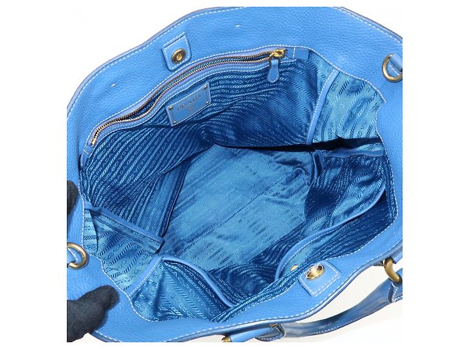 PRADA Borsa Tote 2Way in pelle Borsa a spalla Borsa a mano Blu BN1713 - vista 18