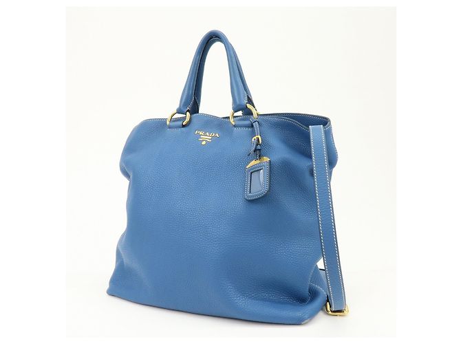 PRADA Borsa Tote 2Way in pelle Borsa a spalla Borsa a mano Blu BN1713 - vista 3