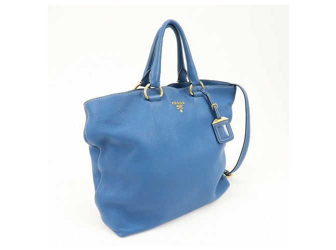 PRADA Borsa Tote 2Way in pelle Borsa a spalla Borsa a mano Blu BN1713 - vista 4