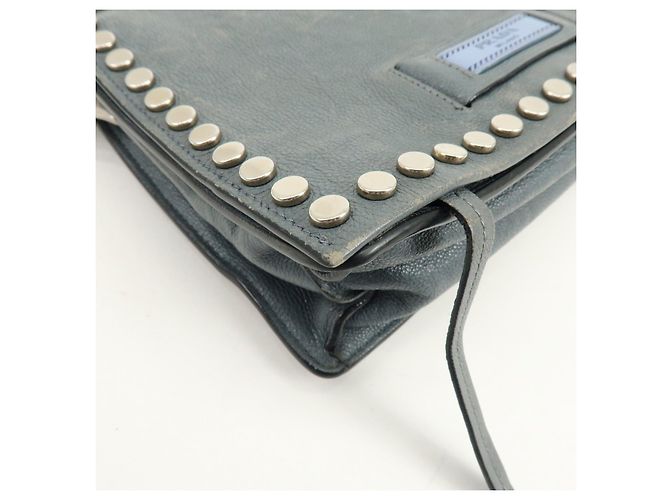 PRADA Etiquette Borsa 2Way in Pelle Borsa a Tracolla Borsa Clutch Grigia - vista 10