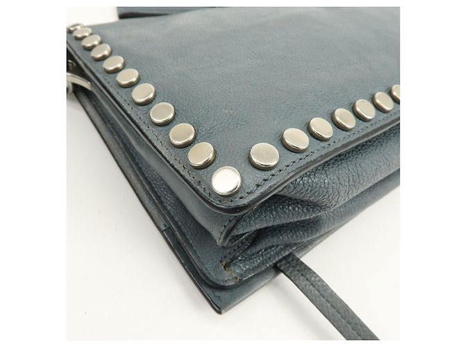 PRADA Etiquette Borsa 2Way in Pelle Borsa a Tracolla Borsa Clutch Grigia - vista 12