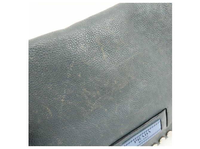 PRADA Etiquette Borsa 2Way in Pelle Borsa a Tracolla Borsa Clutch Grigia - vista 14