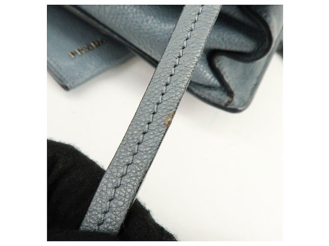 PRADA Etiquette Borsa 2Way in Pelle Borsa a Tracolla Borsa Clutch Grigia - vista 17
