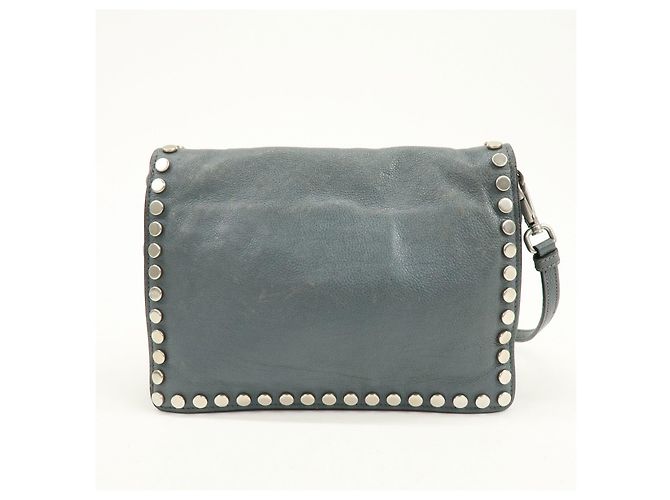 PRADA Etiquette Borsa 2Way in Pelle Borsa a Tracolla Borsa Clutch Grigia - vista 2