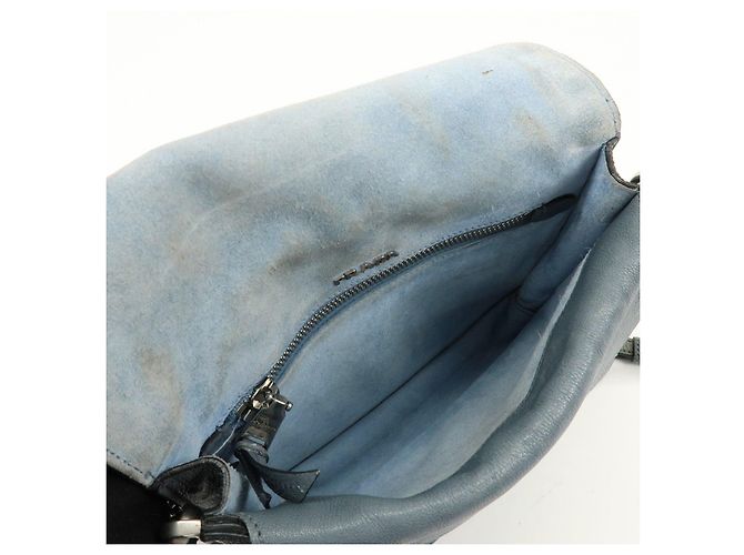 PRADA Etiquette Borsa 2Way in Pelle Borsa a Tracolla Borsa Clutch Grigia - vista 21