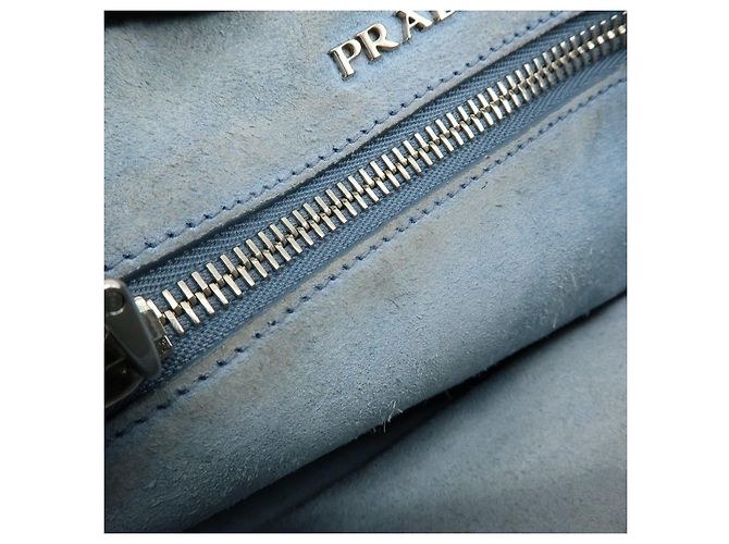 PRADA Etiquette Borsa 2Way in Pelle Borsa a Tracolla Borsa Clutch Grigia - vista 23