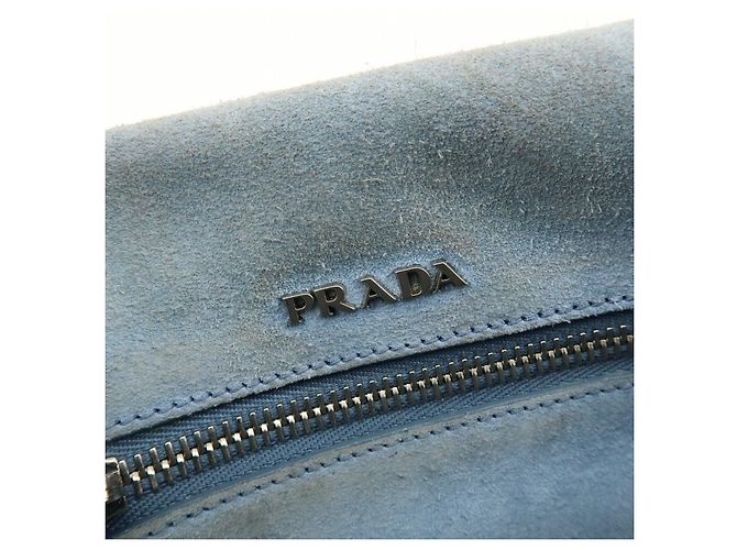 PRADA Etiquette Borsa 2Way in Pelle Borsa a Tracolla Borsa Clutch Grigia - vista 24