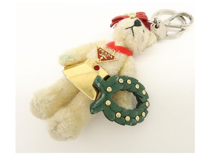 Portachiavi PRADA Motivo Orso Natale 2012 Beige Rosso - vista 3