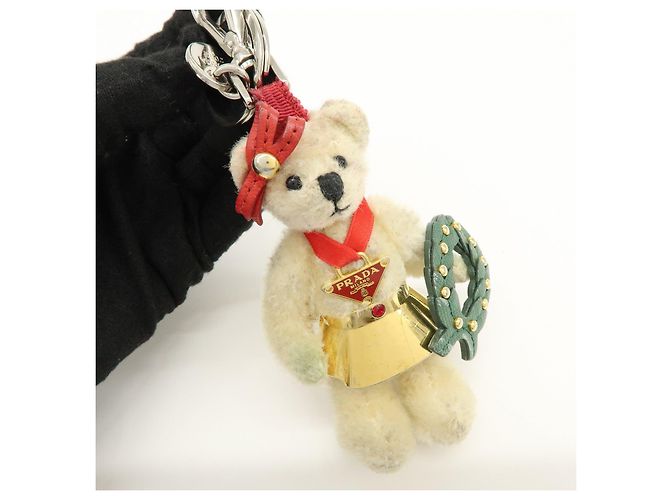 Portachiavi PRADA Motivo Orso Natale 2012 Beige Rosso - vista 5