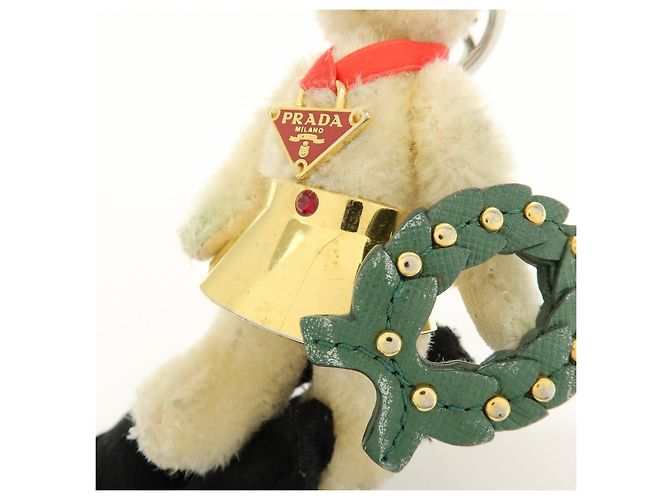 Portachiavi PRADA Motivo Orso Natale 2012 Beige Rosso - vista 7