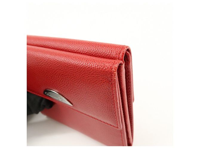 Christian Dior Logo Leather Bi-fold Compact Wallet Red - view 10