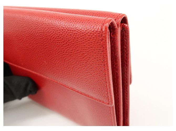 Christian Dior Logo Leather Bi-fold Compact Wallet Red - view 12