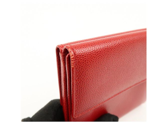 Christian Dior Logo Leather Bi-fold Compact Wallet Red - view 13