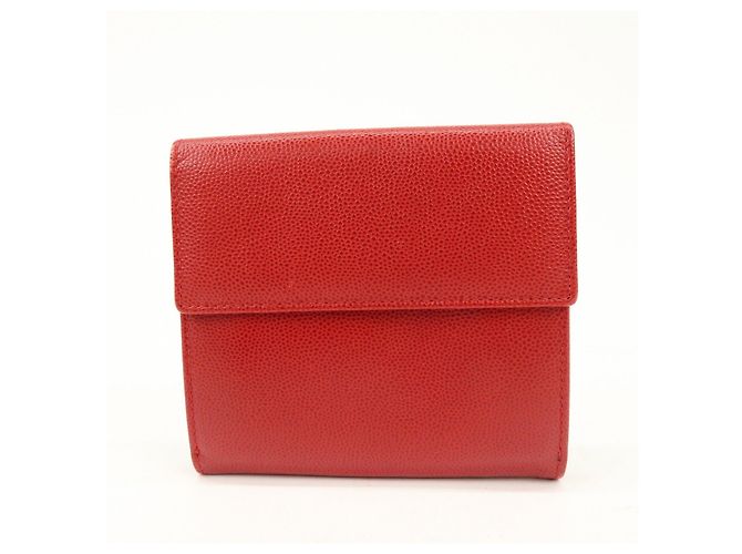 Christian Dior Logo Leather Bi-fold Compact Wallet Red - view 2