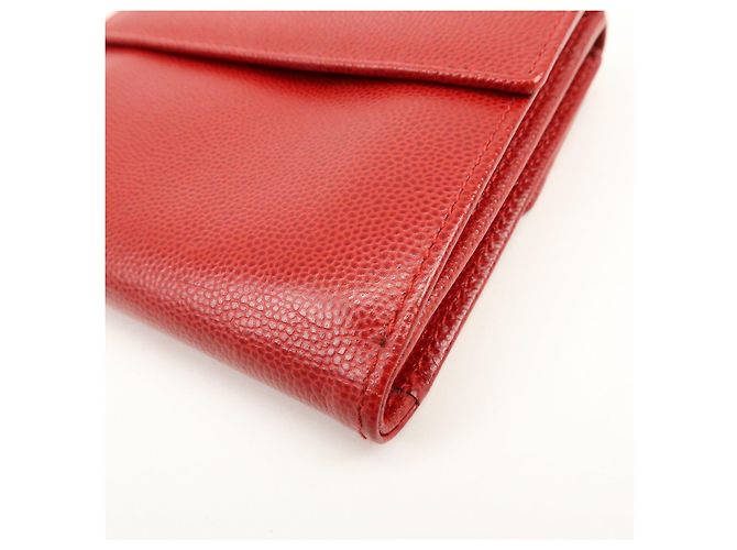 Christian Dior Logo Leather Bi-fold Compact Wallet Red - view 8