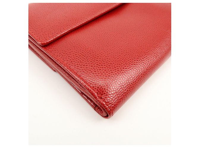 Christian Dior Logo Leather Bi-fold Compact Wallet Red - view 9