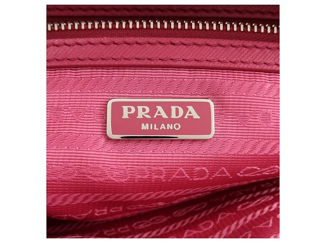 Borsa a spalla in nylon e pelle con logo triangolare PRADA Rosa BT1010 - vista 23