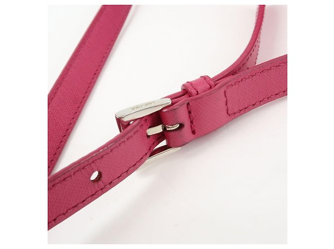 Borsa a spalla in nylon e pelle con logo triangolare PRADA Rosa BT1010 - vista 7