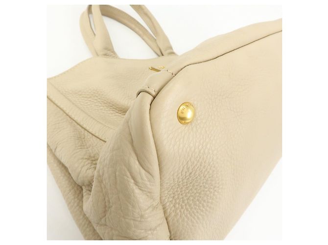 Borsa a mano PRADA Triangle Logo Canapa Vittello Daino Leather Beige - vista 10