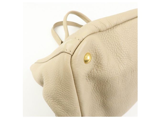 Borsa a mano PRADA Triangle Logo Canapa Vittello Daino Leather Beige - vista 12