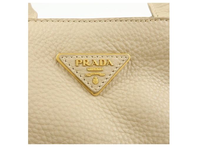 Borsa a mano PRADA Triangle Logo Canapa Vittello Daino Leather Beige - vista 18