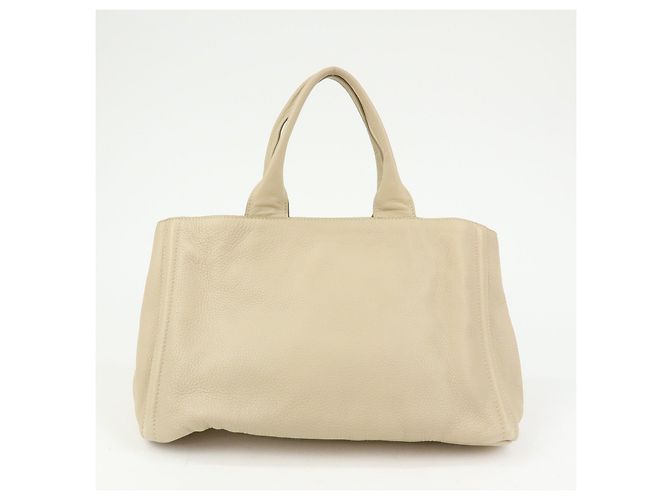 Borsa a mano PRADA Triangle Logo Canapa Vittello Daino Leather Beige - vista 2