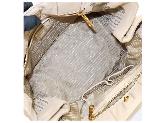 Borsa a mano PRADA Triangle Logo Canapa Vittello Daino Leather Beige - vista 20