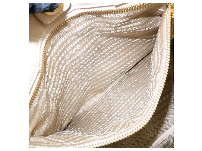 Borsa a mano PRADA Triangle Logo Canapa Vittello Daino Leather Beige - vista 21