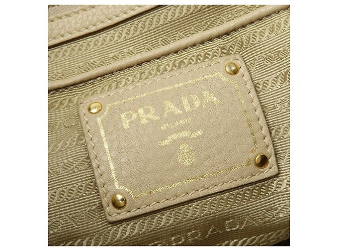 Borsa a mano PRADA Triangle Logo Canapa Vittello Daino Leather Beige - vista 24