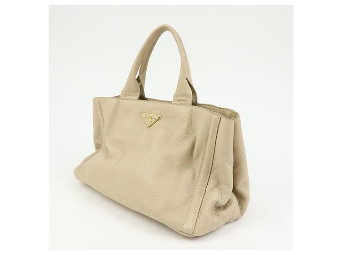 Borsa a mano PRADA Triangle Logo Canapa Vittello Daino Leather Beige - vista 3