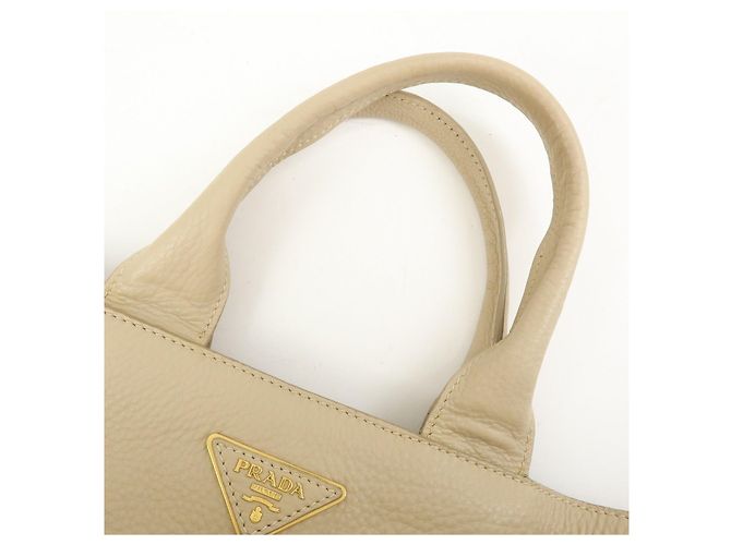 Borsa a mano PRADA Triangle Logo Canapa Vittello Daino Leather Beige - vista 6