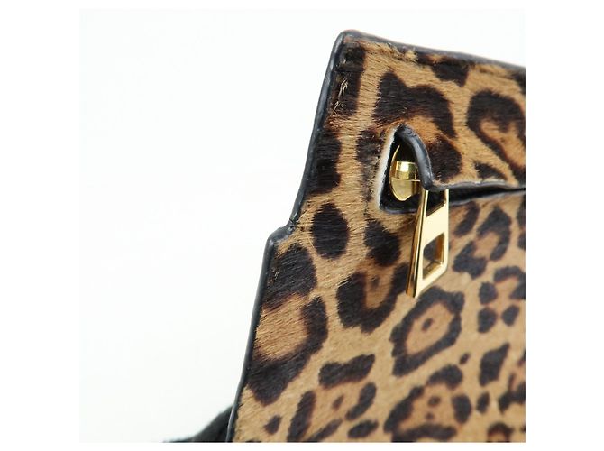 Borsa a tracolla LOEWE Unborn in pelle di vitello Leopard Brown Black - vista 16