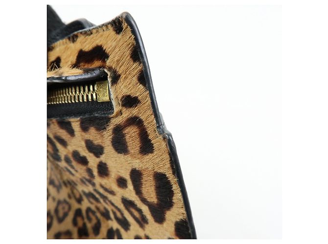 Borsa a tracolla LOEWE Unborn in pelle di vitello Leopard Brown Black - vista 17
