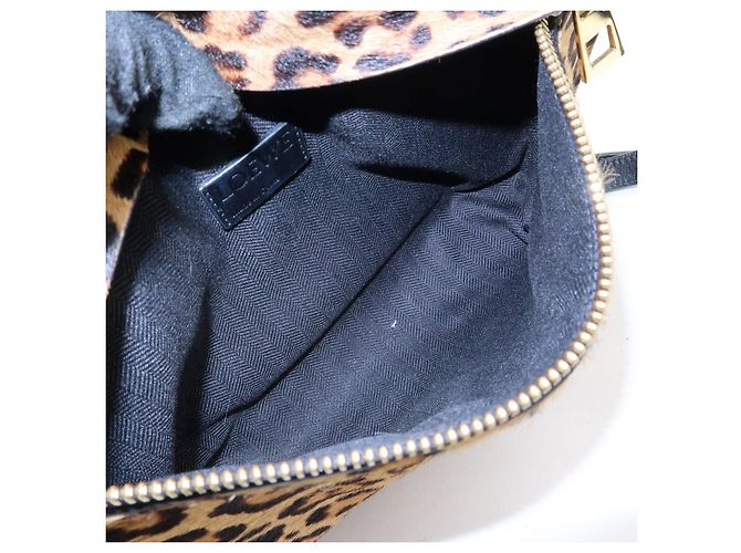 Borsa a tracolla LOEWE Unborn in pelle di vitello Leopard Brown Black - vista 21