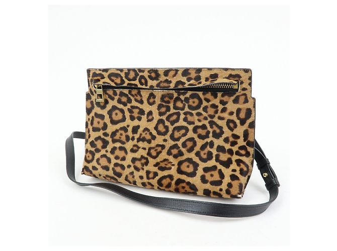Borsa a tracolla LOEWE Unborn in pelle di vitello Leopard Brown Black - vista 3