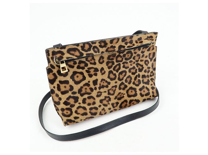Borsa a tracolla LOEWE Unborn in pelle di vitello Leopard Brown Black - vista 4