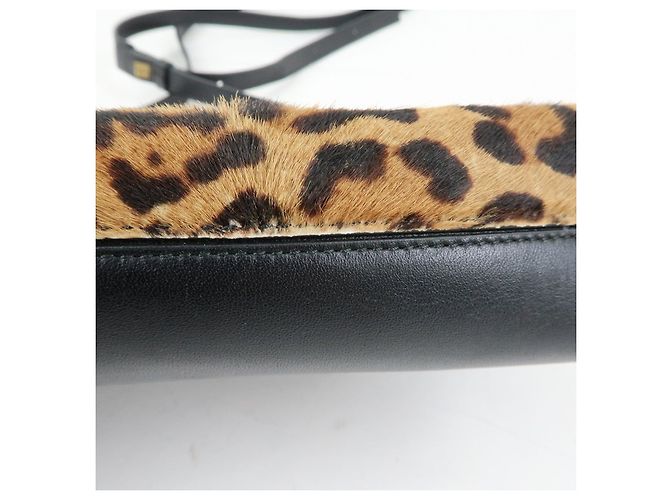 Borsa a tracolla LOEWE Unborn in pelle di vitello Leopard Brown Black - vista 6