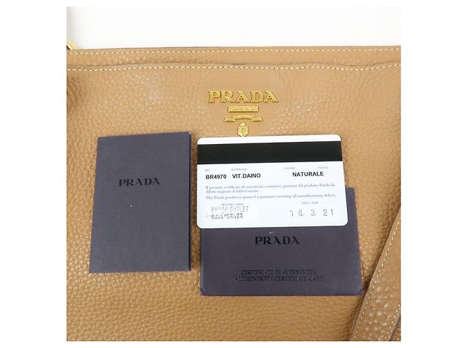 Borsa Tote e Borsa a Tracolla PRADA in pelle Vitello Daino Marrone BR4970 - vista 24