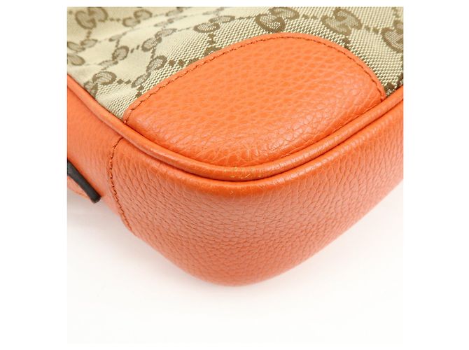 Borsa a spalla GUCCI GG Canvas Leather Beige Arancione 449413 - vista 11
