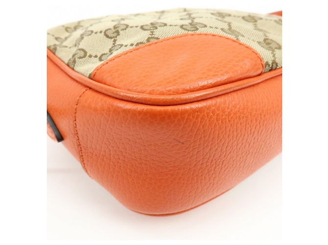 Borsa a spalla GUCCI GG Canvas Leather Beige Arancione 449413 - vista 13
