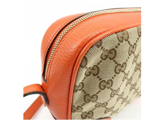 Borsa a spalla GUCCI GG Canvas Leather Beige Arancione 449413 - vista 15