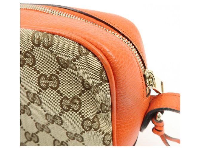 Borsa a spalla GUCCI GG Canvas Leather Beige Arancione 449413 - vista 16