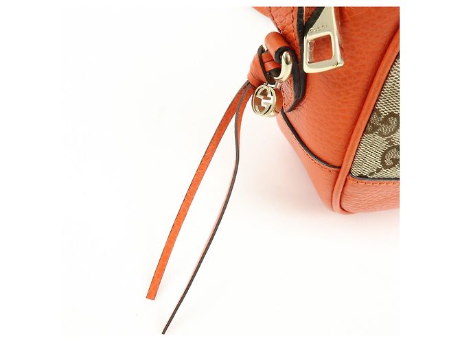 Borsa a spalla GUCCI GG Canvas Leather Beige Arancione 449413 - vista 17
