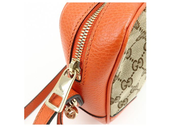 Borsa a spalla GUCCI GG Canvas Leather Beige Arancione 449413 - vista 18