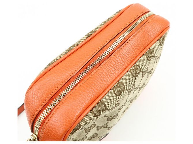 Borsa a spalla GUCCI GG Canvas Leather Beige Arancione 449413 - vista 19